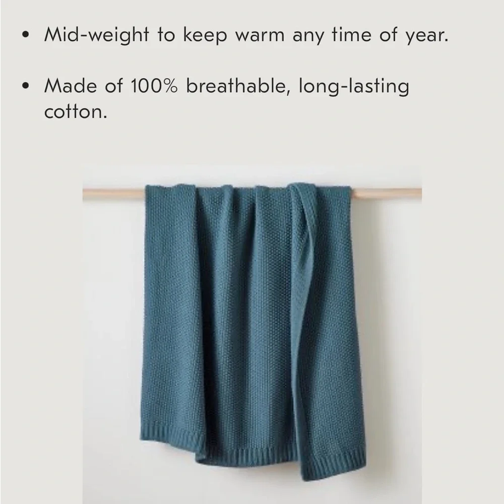 West Elm Blue Teal Cotton Throw Blanket